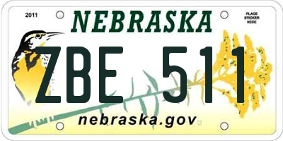 NE license plate ZBE511