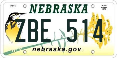 NE license plate ZBE514