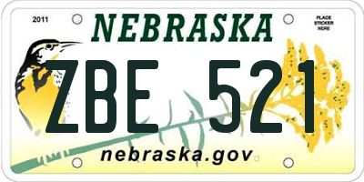 NE license plate ZBE521