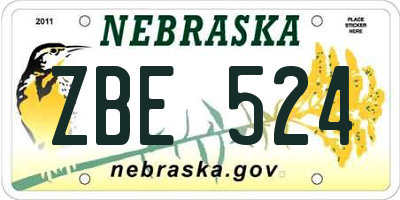 NE license plate ZBE524