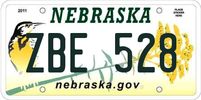 NE license plate ZBE528