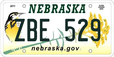 NE license plate ZBE529
