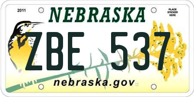 NE license plate ZBE537