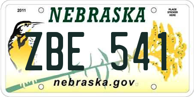 NE license plate ZBE541