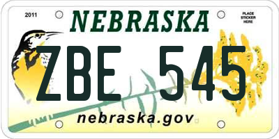 NE license plate ZBE545