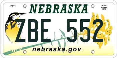 NE license plate ZBE552
