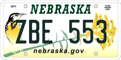 NE license plate ZBE553