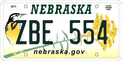 NE license plate ZBE554