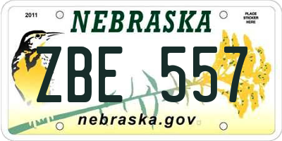 NE license plate ZBE557