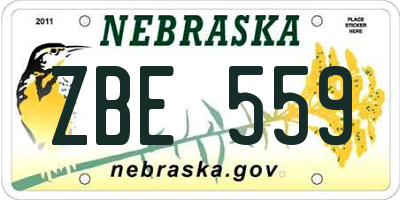 NE license plate ZBE559