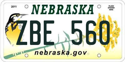 NE license plate ZBE560