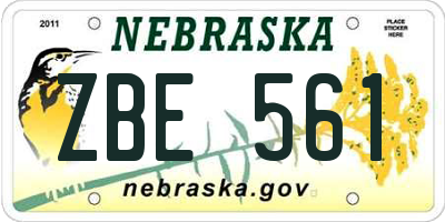 NE license plate ZBE561