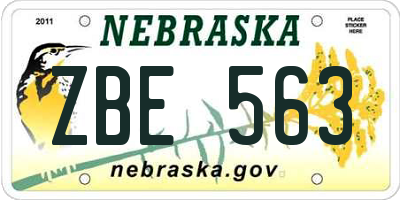 NE license plate ZBE563