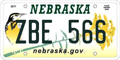 NE license plate ZBE566