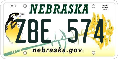 NE license plate ZBE574