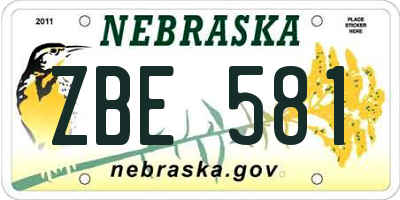 NE license plate ZBE581