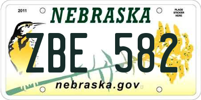 NE license plate ZBE582