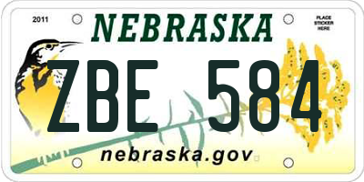 NE license plate ZBE584