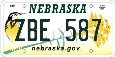 NE license plate ZBE587