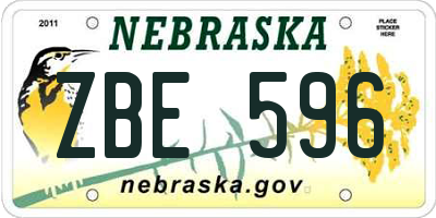 NE license plate ZBE596