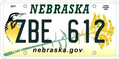 NE license plate ZBE612