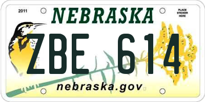 NE license plate ZBE614