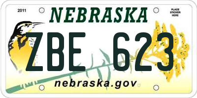 NE license plate ZBE623
