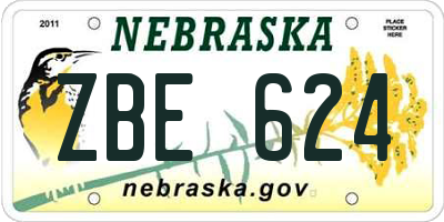 NE license plate ZBE624