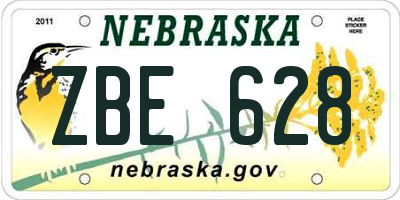 NE license plate ZBE628