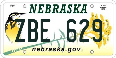 NE license plate ZBE629