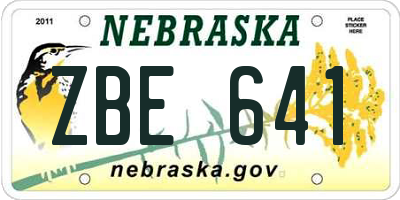 NE license plate ZBE641