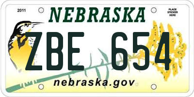 NE license plate ZBE654