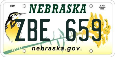 NE license plate ZBE659