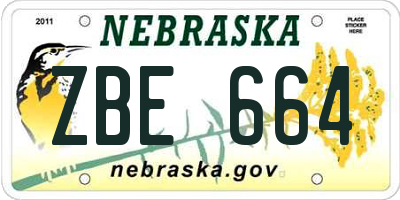 NE license plate ZBE664