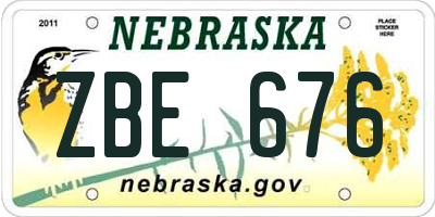 NE license plate ZBE676