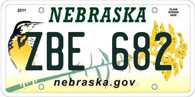 NE license plate ZBE682