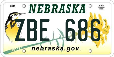 NE license plate ZBE686