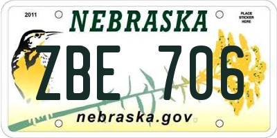 NE license plate ZBE706