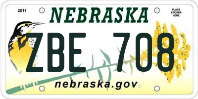 NE license plate ZBE708