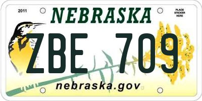 NE license plate ZBE709