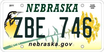 NE license plate ZBE746