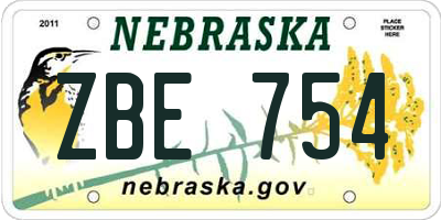 NE license plate ZBE754