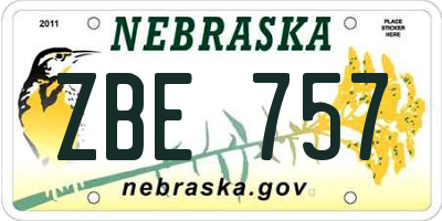 NE license plate ZBE757