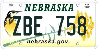 NE license plate ZBE758