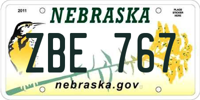 NE license plate ZBE767