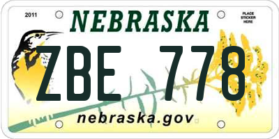 NE license plate ZBE778