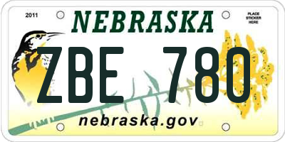 NE license plate ZBE780