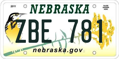 NE license plate ZBE781