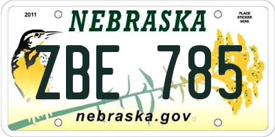 NE license plate ZBE785