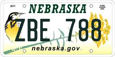 NE license plate ZBE788